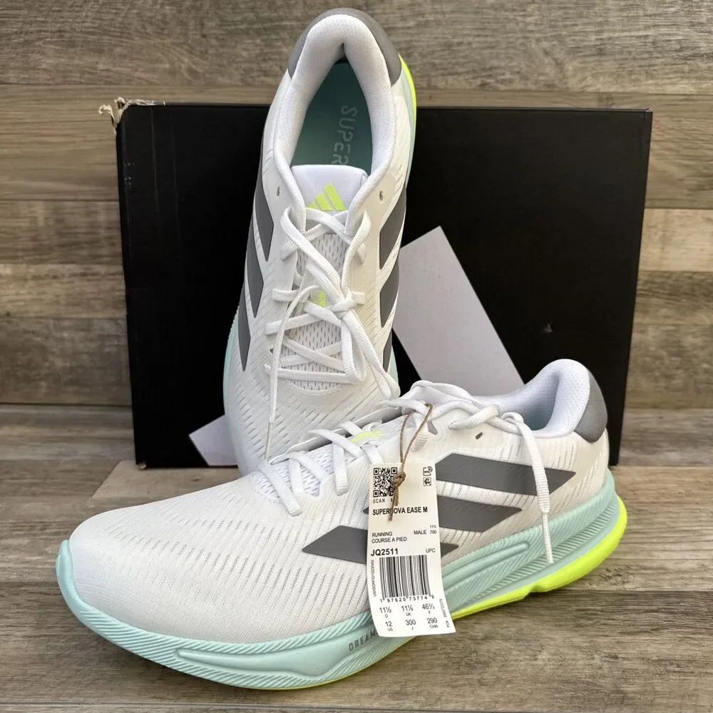 Adidas Supernova Ease Men’s Running Shoes White Grey Size 12 New JQ2511